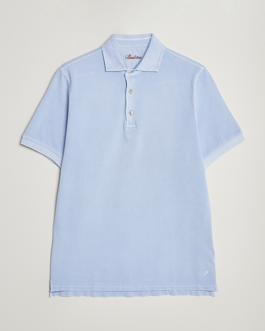 Herre | Polotrøjer | Stenströms | Pigment Dyed Cotton Polo Shirt Light Blue