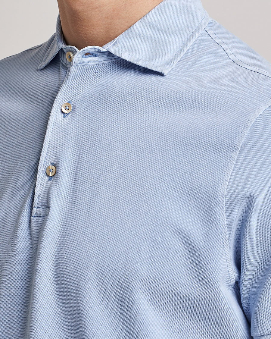 Herre | Polotrøjer | Stenströms | Pigment Dyed Cotton Polo Shirt Light Blue