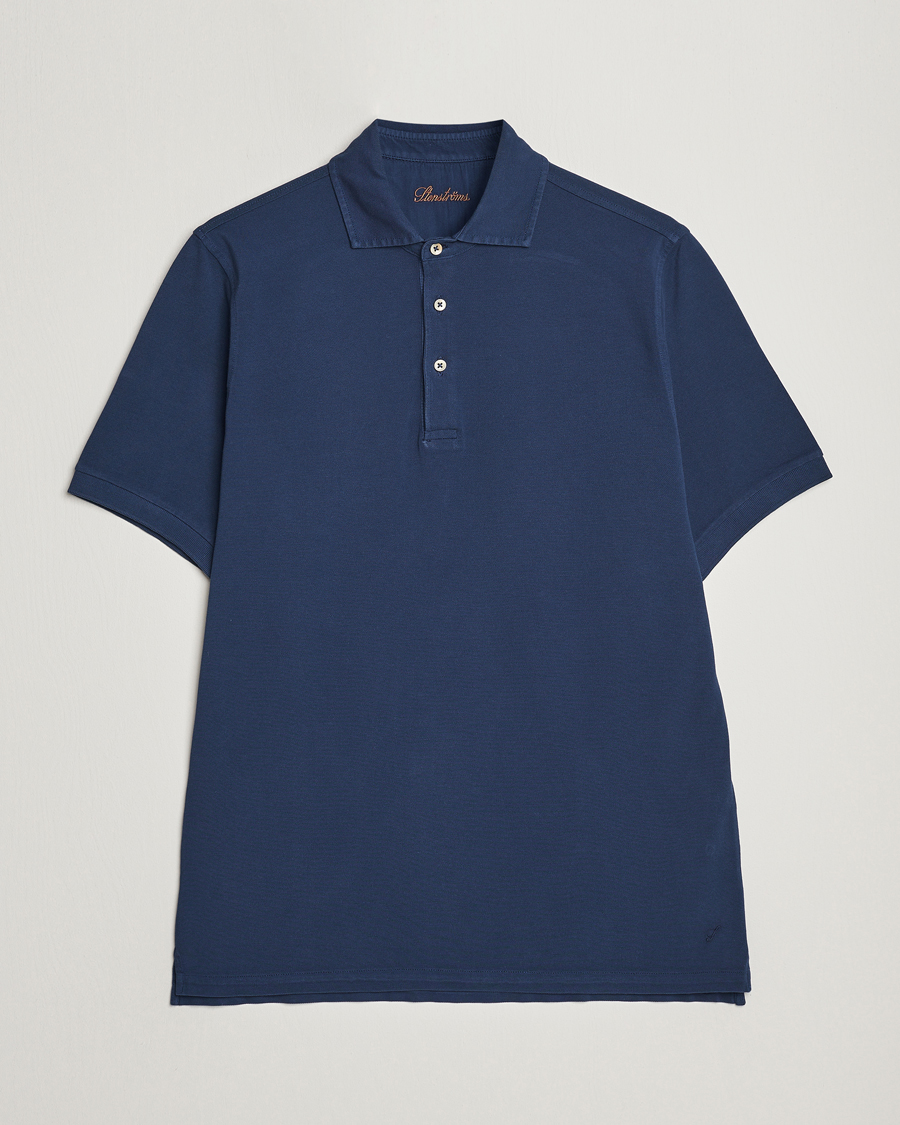 Herre | Polotrøjer | Stenströms | Pigment Dyed Cotton Polo Shirt Navy