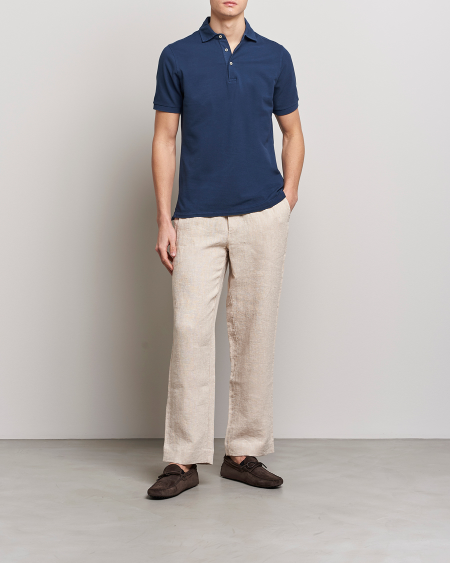 Herre | Polotrøjer | Stenströms | Pigment Dyed Cotton Polo Shirt Navy