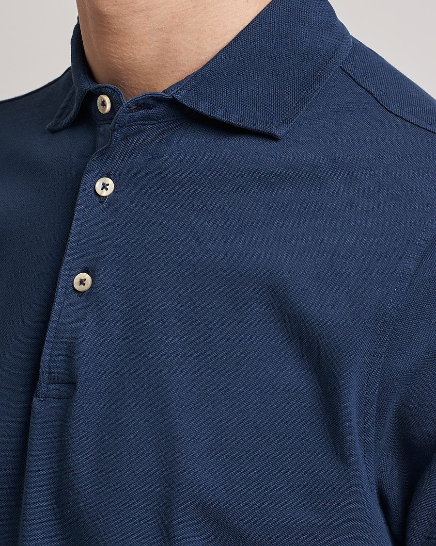 Herre | Polotrøjer | Stenströms | Pigment Dyed Cotton Polo Shirt Navy