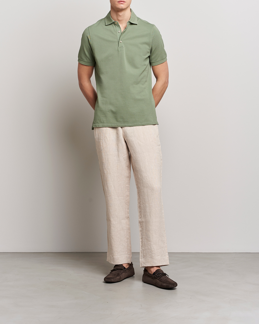 Herre | Polotrøjer | Stenströms | Pigment Dyed Cotton Polo Shirt Green