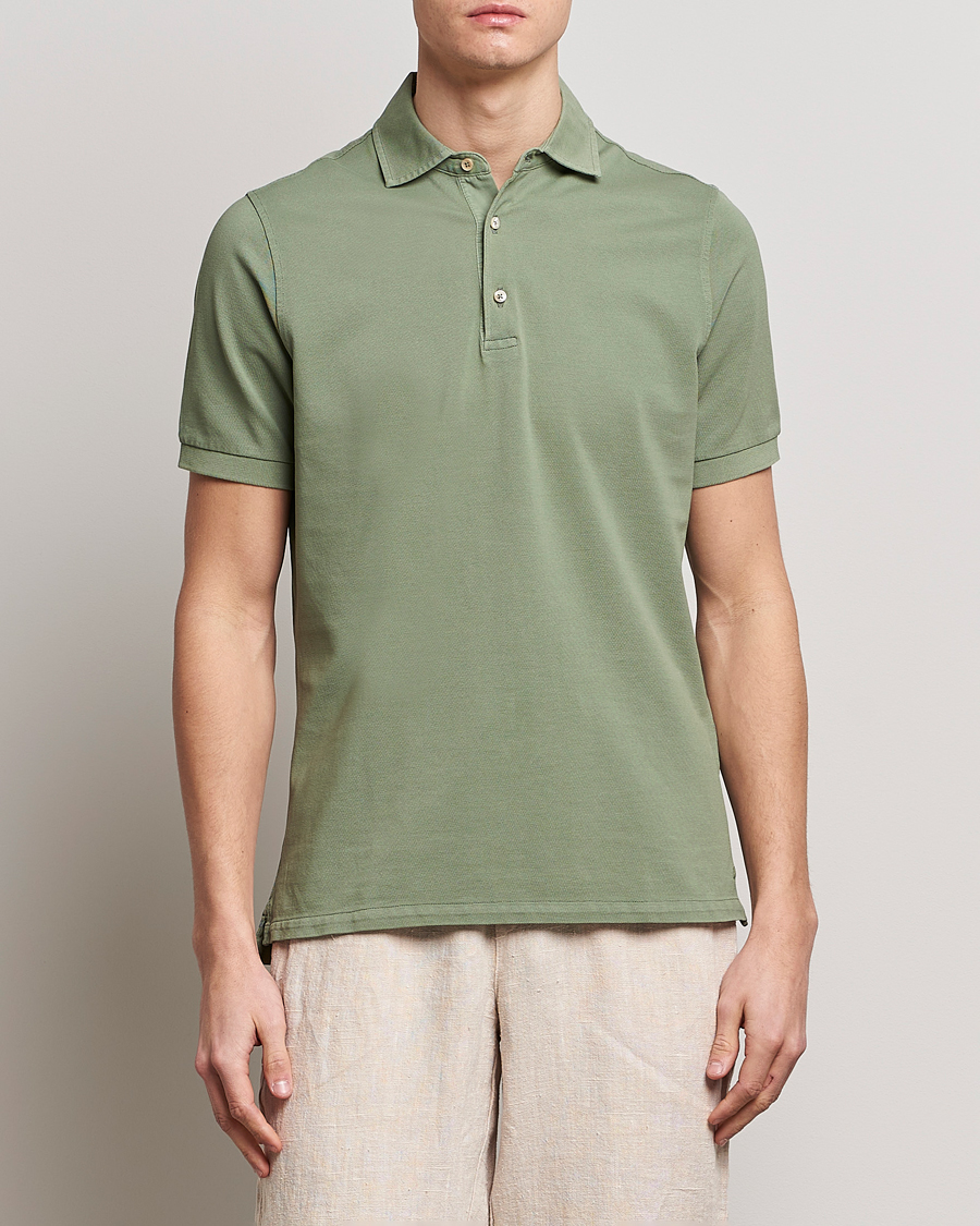 Herre | Polotrøjer | Stenströms | Pigment Dyed Cotton Polo Shirt Green