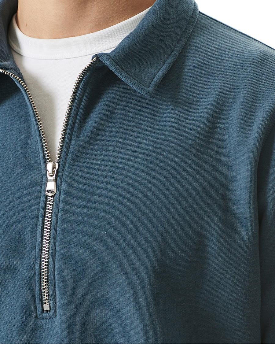 Herre | Trøjer | Sunspel | Zip Polo Sweatshirt Dark Petrol