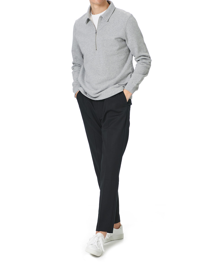 Herre | Trøjer | Sunspel | Zip Polo Sweatshirt Grey Melange
