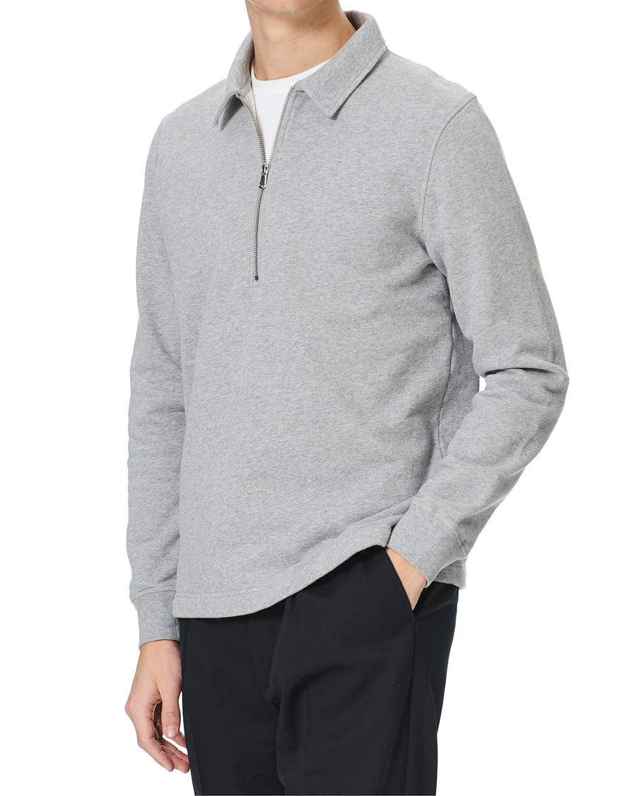 Herre | Trøjer | Sunspel | Zip Polo Sweatshirt Grey Melange