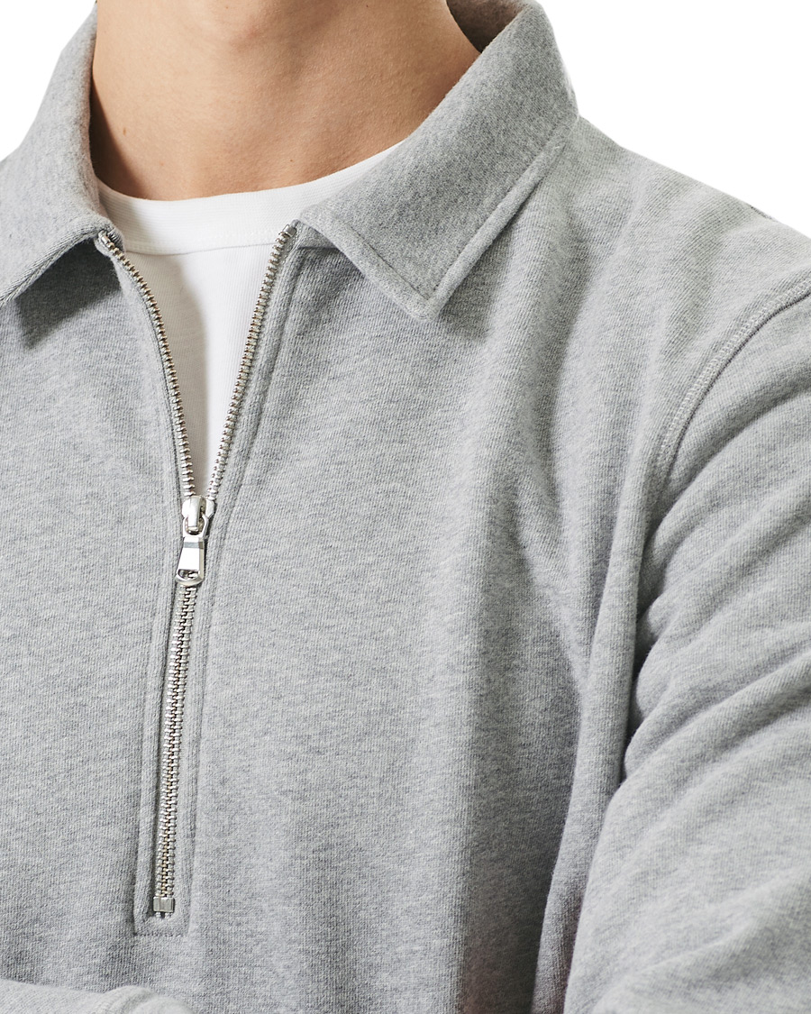 Herre | Trøjer | Sunspel | Zip Polo Sweatshirt Grey Melange