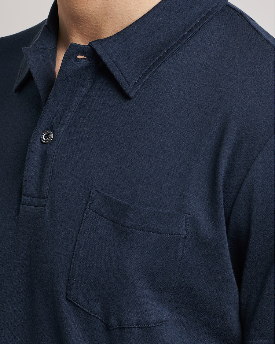 Herre | Polotrøjer | Sunspel | Sea Island Jersey Riviera Polo Navy