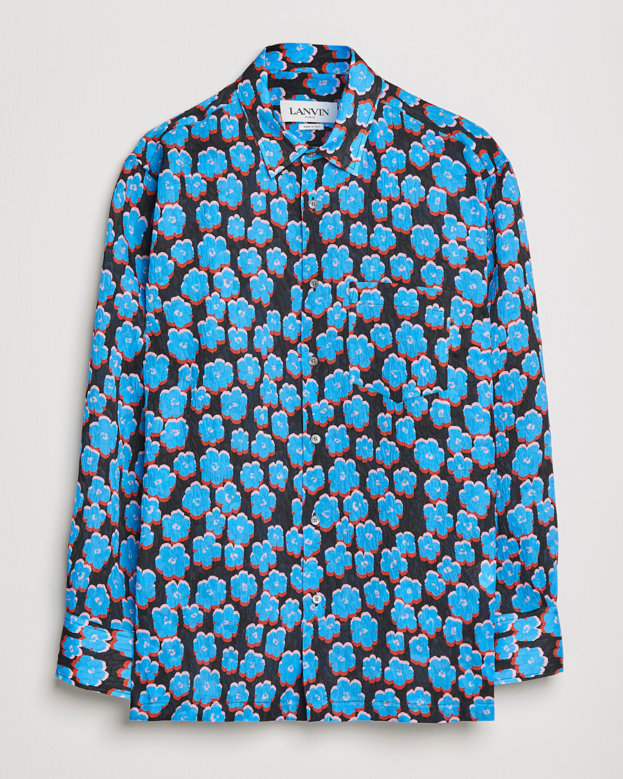 Herre | Skjorter | Lanvin | Printed Flower Shirt Black/Blue