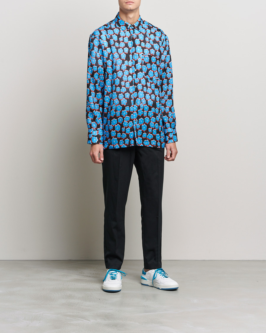 Herre | Skjorter | Lanvin | Printed Flower Shirt Black/Blue