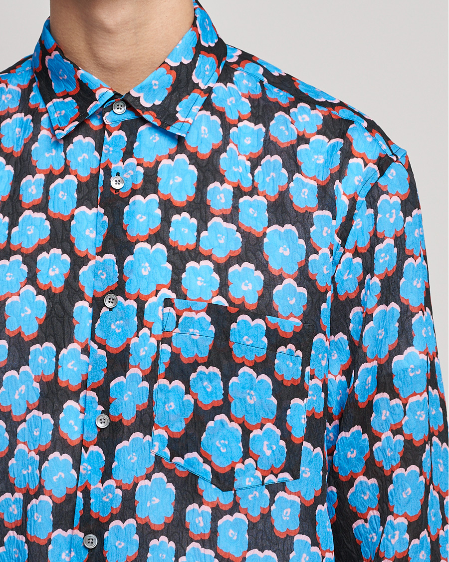 Herre | Skjorter | Lanvin | Printed Flower Shirt Black/Blue