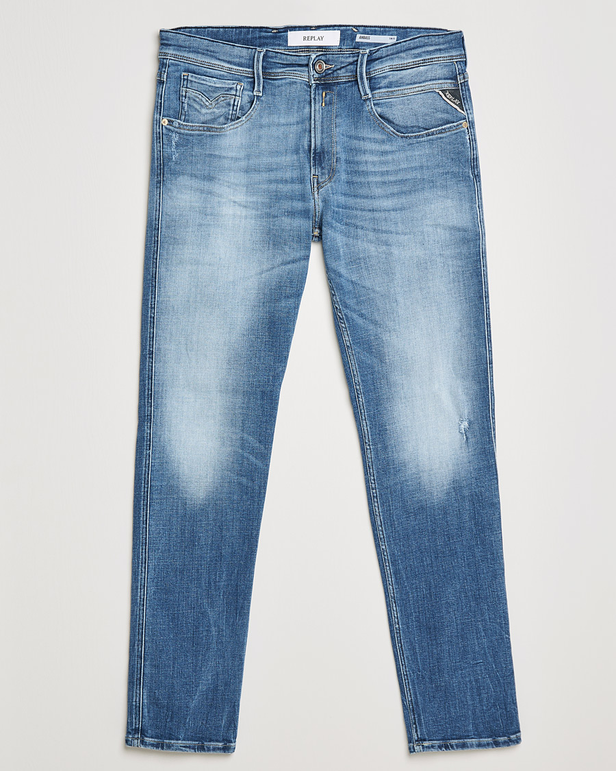Herre | Jeans | Replay | Anbass Power Stretch Five Year Eco Wash Jeans Deep Blue