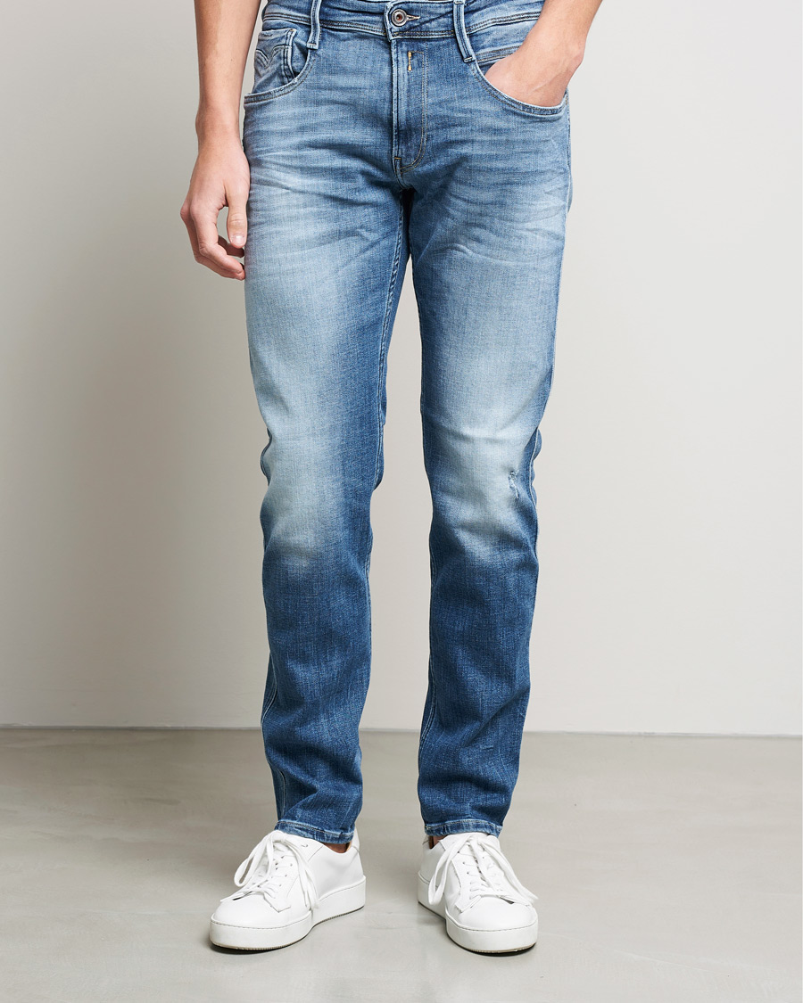 Herre | Jeans | Replay | Anbass Power Stretch Five Year Eco Wash Jeans Deep Blue