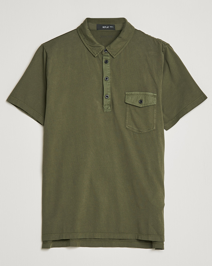 Herre | Polotrøjer | Replay | Organic Cotton Jersey Polo Army Green