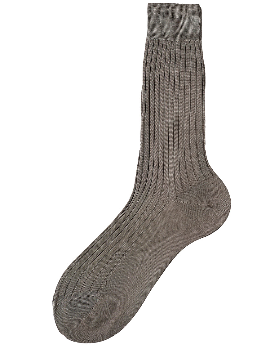 Herre |  | Bresciani | Cotton Ribbed Short Socks Grey