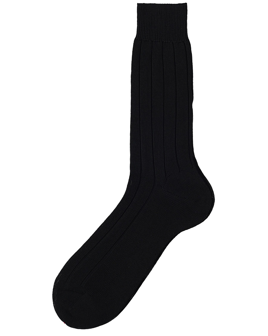 Herre |  | Bresciani | Wide Ribbed Cotton Socks Black