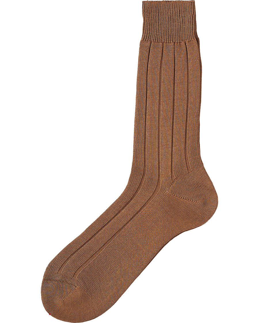 Herre |  | Bresciani | Wide Ribbed Cotton Socks Light Brown