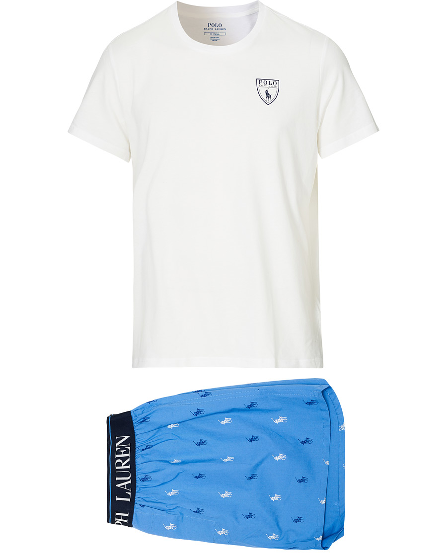 Herre | Pyjamas & Morgenkåber | Polo Ralph Lauren | Short Sleeve Pyjama Set White/Blue