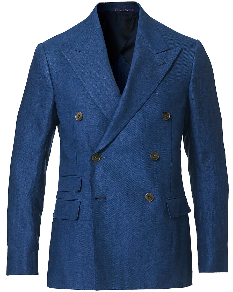 Herre | Blazere & jakker | Ralph Lauren Purple Label | Double Breasted Linen Blazer Medium Blue