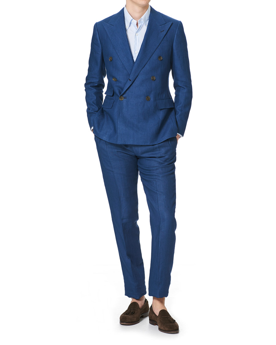 Herre | Blazere & jakker | Ralph Lauren Purple Label | Double Breasted Linen Blazer Medium Blue