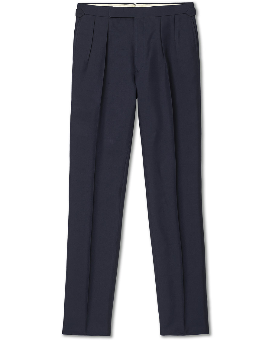 Herre | Bukser | Ralph Lauren Purple Label | Shantung Silk Trousers Navy