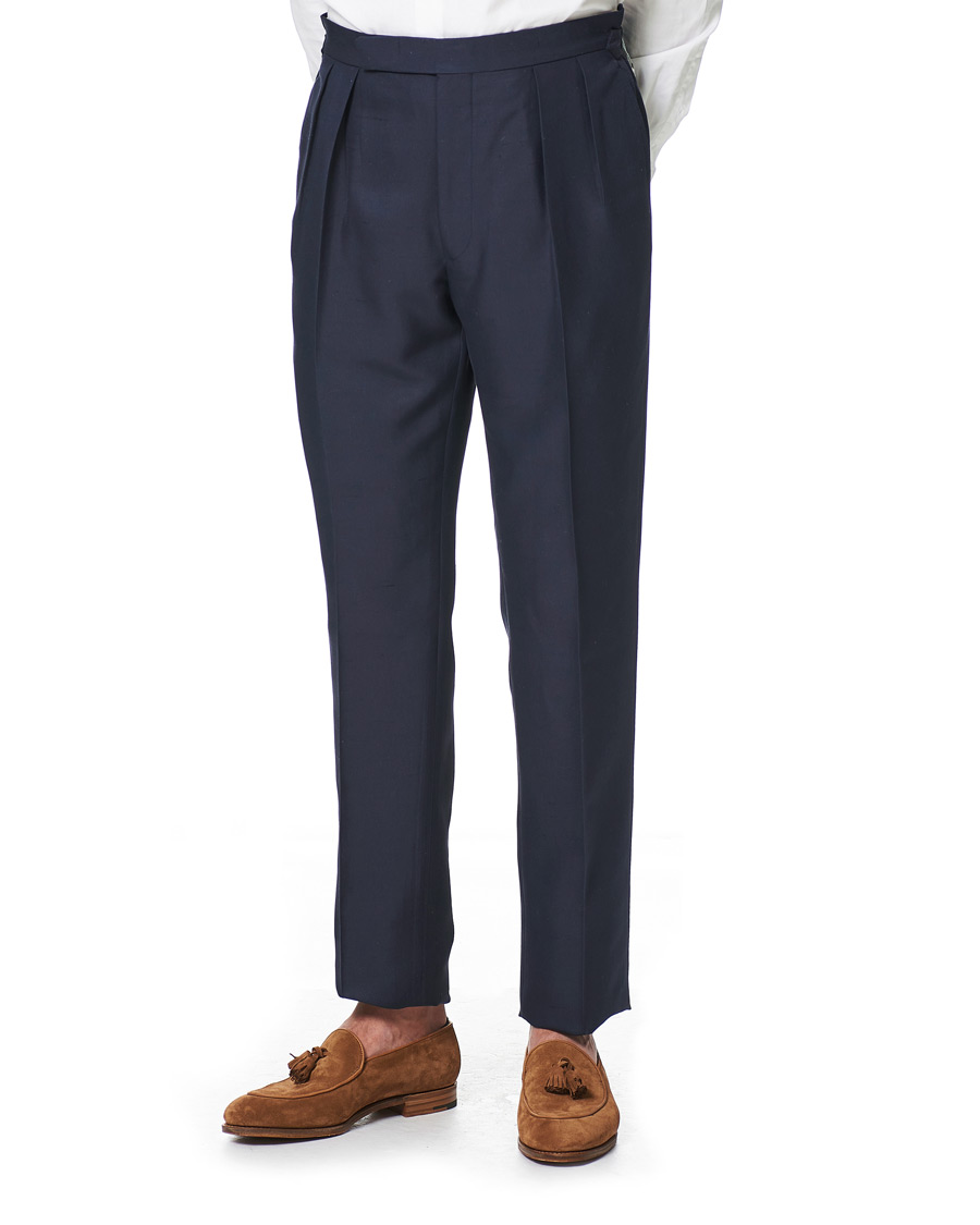 Herre | Bukser | Ralph Lauren Purple Label | Shantung Silk Trousers Navy