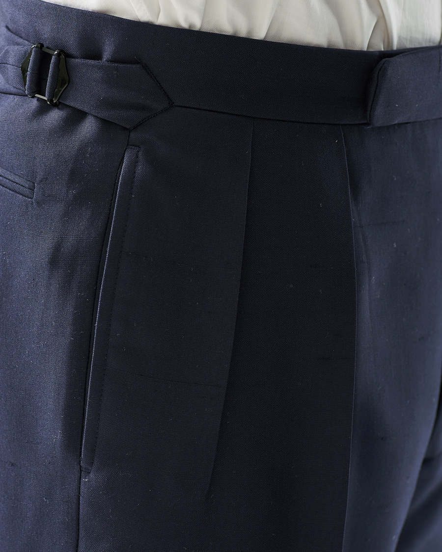 Herre | Bukser | Ralph Lauren Purple Label | Shantung Silk Trousers Navy