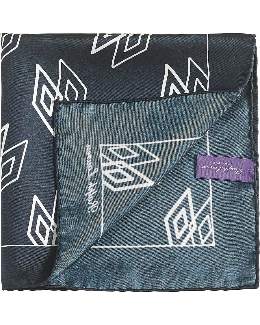 Herre | Ralph Lauren Purple Label Linked Diamonds Pocket Square Navy | Ralph Lauren Purple Label | Linked Diamonds Pocket Square Navy