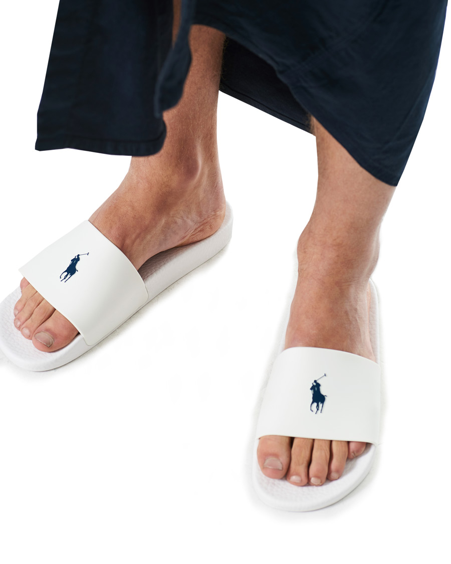 Herre | Polo Ralph Lauren Logo Slides White | Polo Ralph Lauren | Logo Slides White