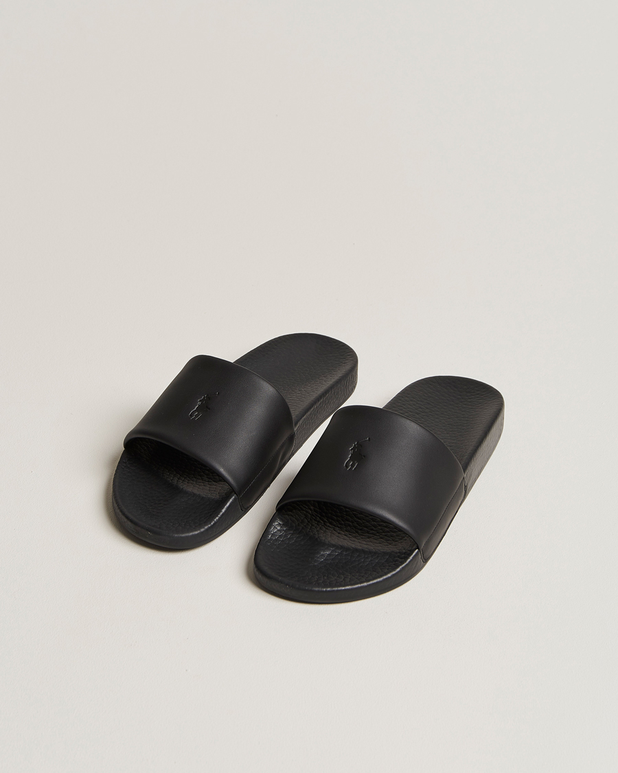 Herre | Sandaler & Hjemmesko | Polo Ralph Lauren | Leather Logo Slides Black