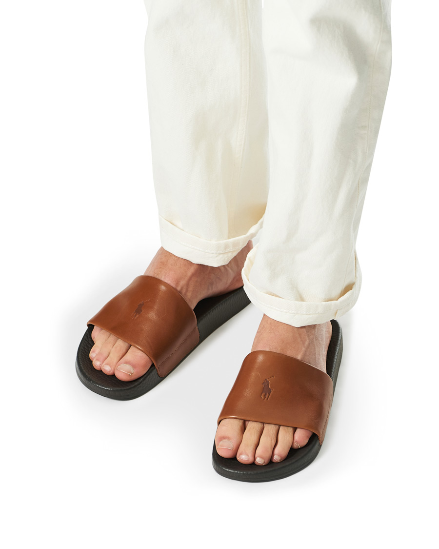 Herre | Polo Ralph Lauren Leather Slides Dark Brown | Polo Ralph Lauren | Leather Slides Dark Brown