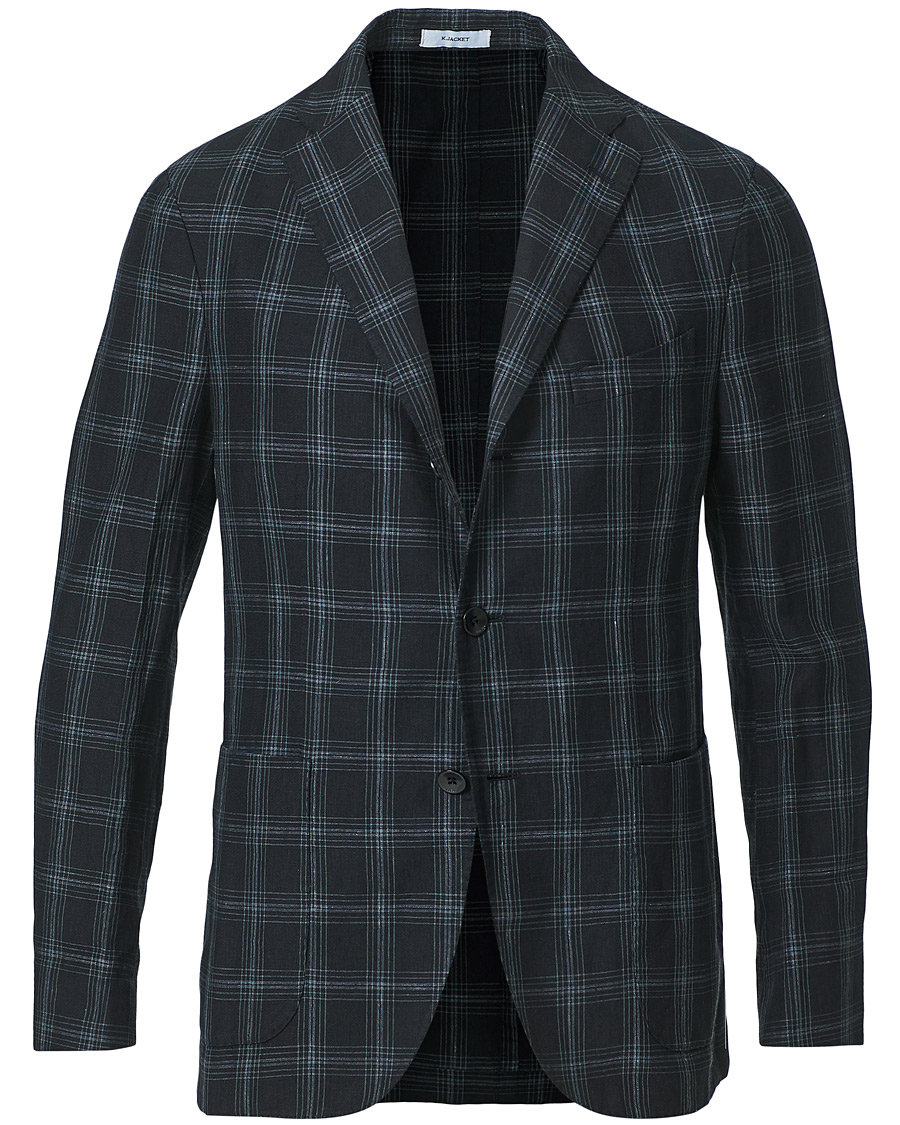 Herre | Blazere & jakker | Boglioli | K Jacket Wool/Linen Overcheck Blazer Navy