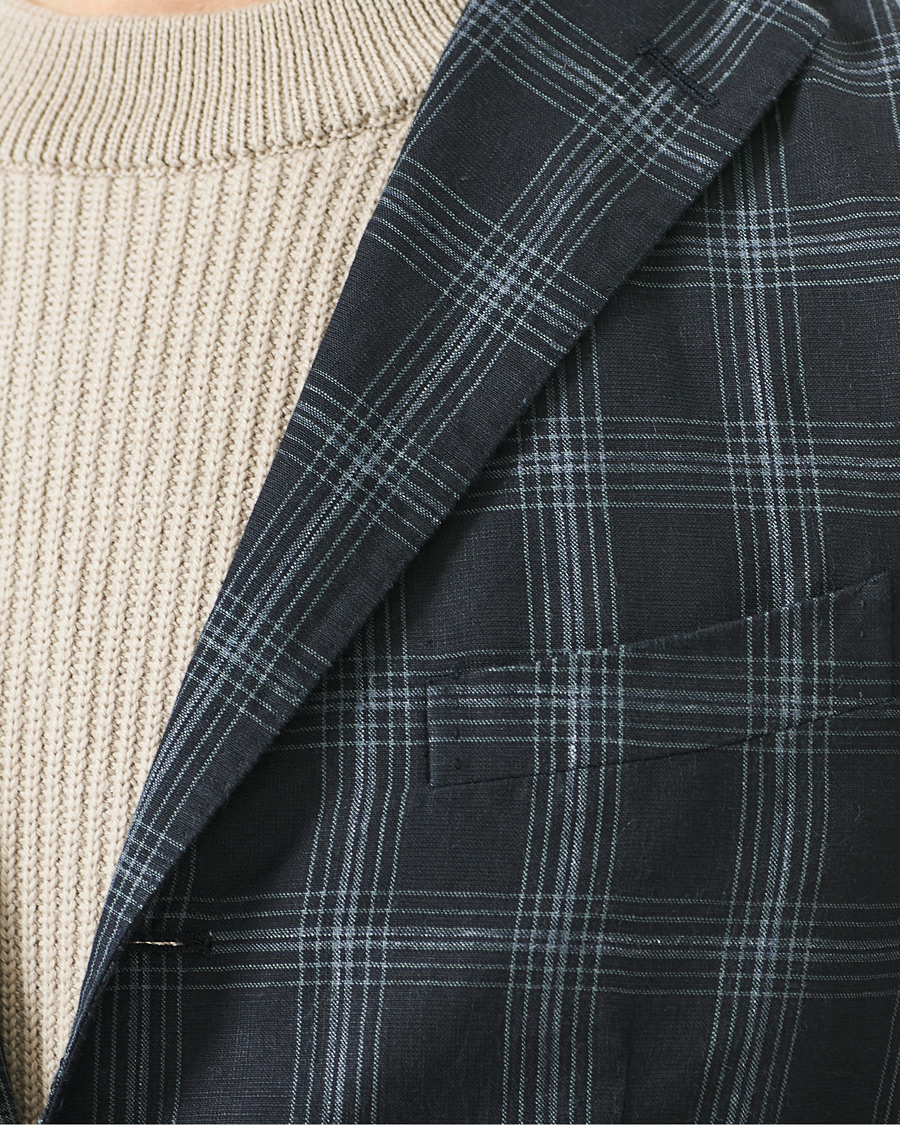 Herre | Blazere & jakker | Boglioli | K Jacket Wool/Linen Overcheck Blazer Navy