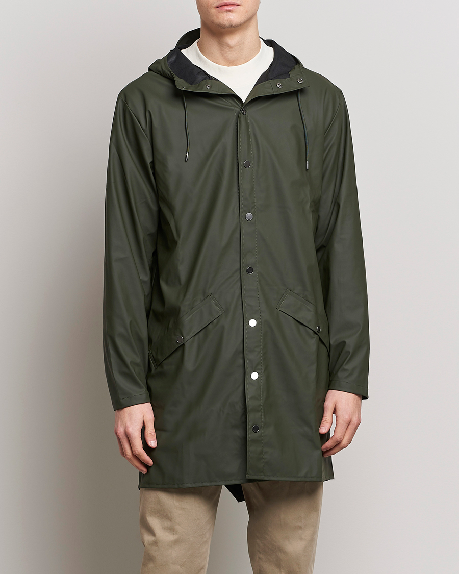 Herre | Gå regnen i møde med stil | RAINS | Long Jacket Green