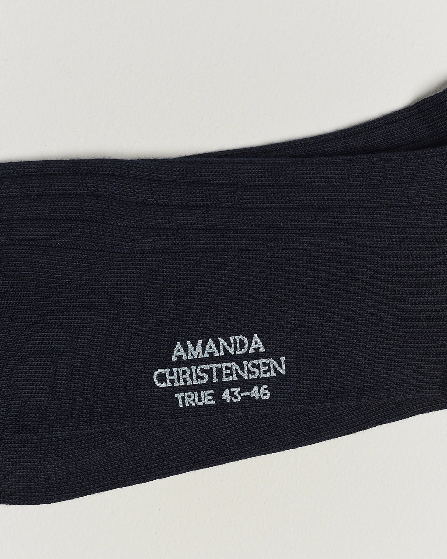 Herre | Amanda Christensen | Amanda Christensen | 3-Pack True Cotton Ribbed Socks Dark Navy