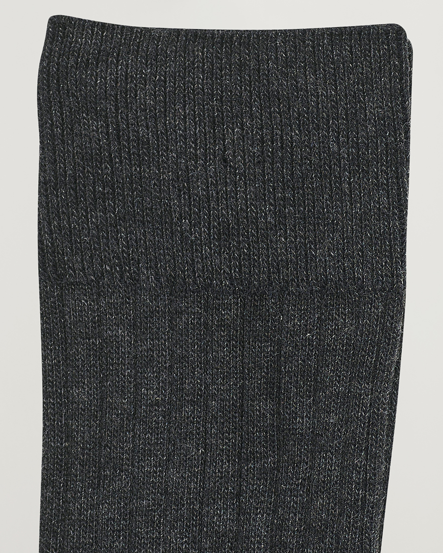 Herre | Amanda Christensen | Amanda Christensen | 3-Pack True Cotton Ribbed Socks Antracite Melange