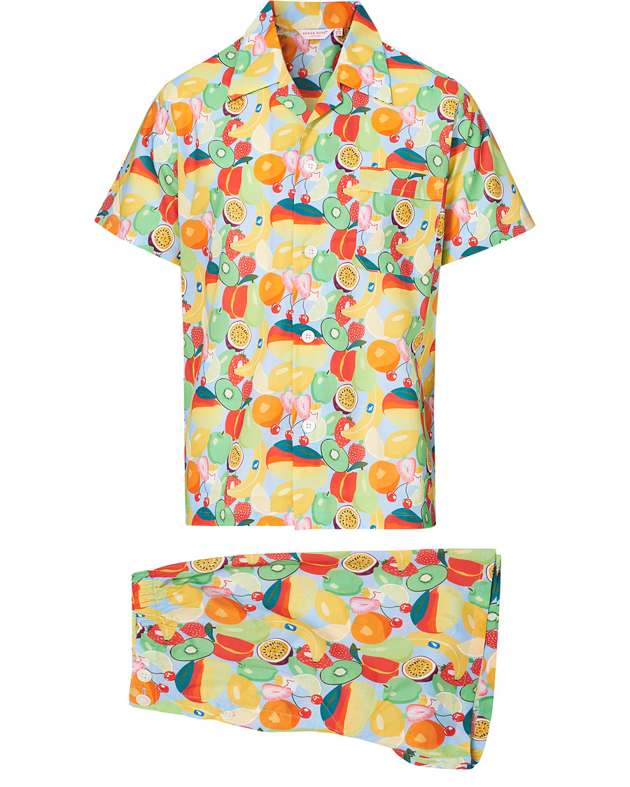 Herre | Pyjamas & Morgenkåber | Derek Rose | Shortie Mutli Printed Cotton Pyjama Set Multi