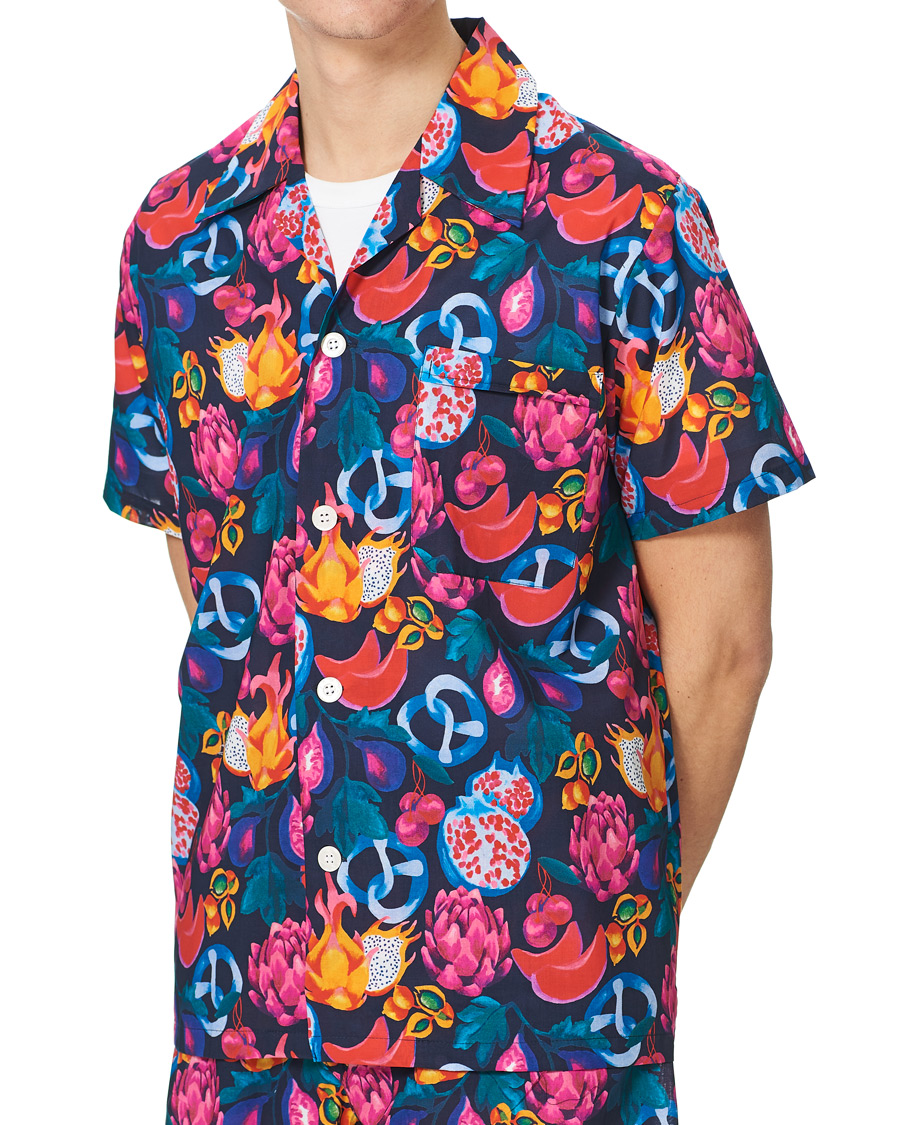 Herre | Pyjamas & Morgenkåber | Derek Rose | Shortie Mutli Printed Cotton Pyjama Set Navy