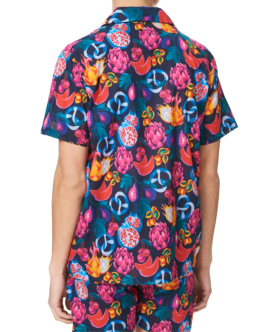 Herre | Pyjamas & Morgenkåber | Derek Rose | Shortie Mutli Printed Cotton Pyjama Set Navy