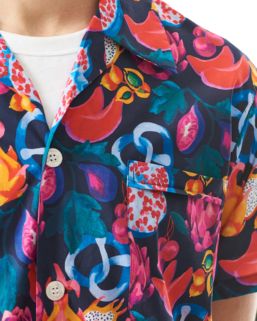 Herre | Pyjamas & Morgenkåber | Derek Rose | Shortie Mutli Printed Cotton Pyjama Set Navy