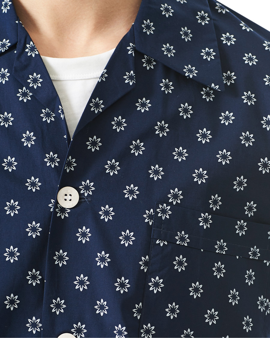Herre | Pyjamas & Morgenkåber | Derek Rose | Shortie Printed Cotton Pyjama Set Navy