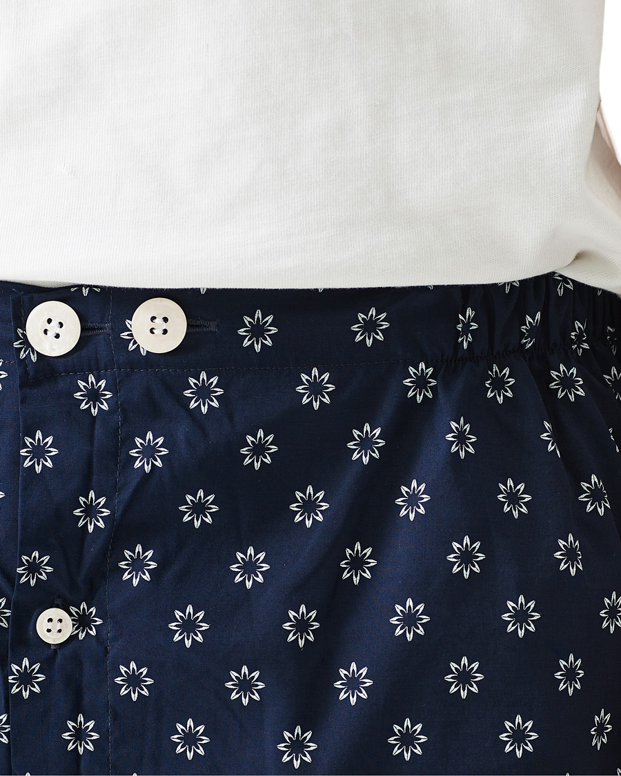Herre | Pyjamas & Morgenkåber | Derek Rose | Shortie Printed Cotton Pyjama Set Navy