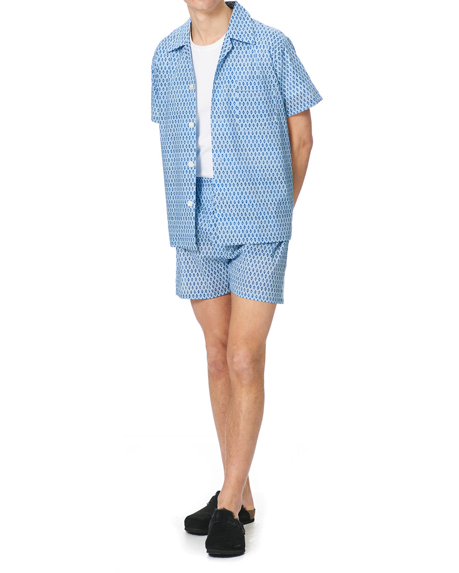 Herre | Pyjamas & Morgenkåber | Derek Rose | Shortie Printed Cotton Pyjama Set Blue