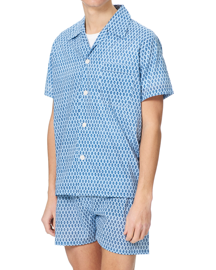 Herre | Pyjamas & Morgenkåber | Derek Rose | Shortie Printed Cotton Pyjama Set Blue
