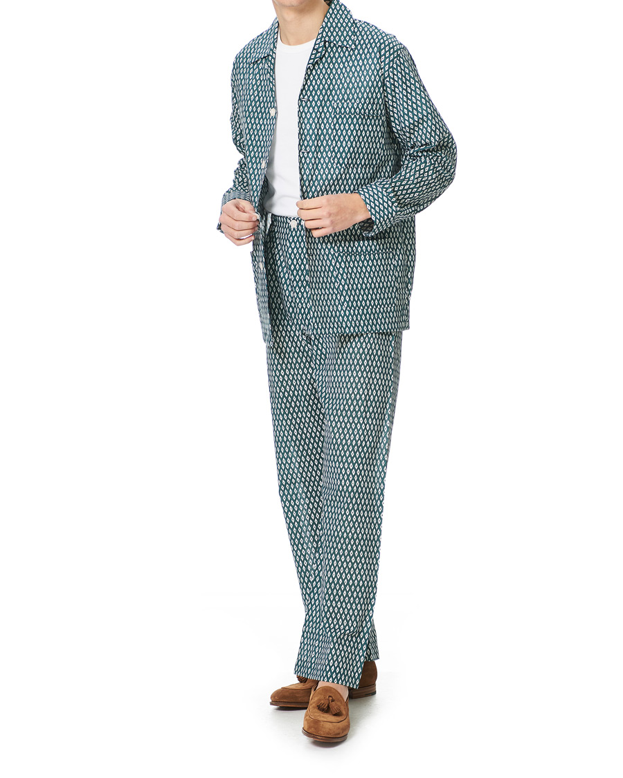 Herre | Pyjamas & Morgenkåber | Derek Rose | Printed Cotton Pyjama Set Green