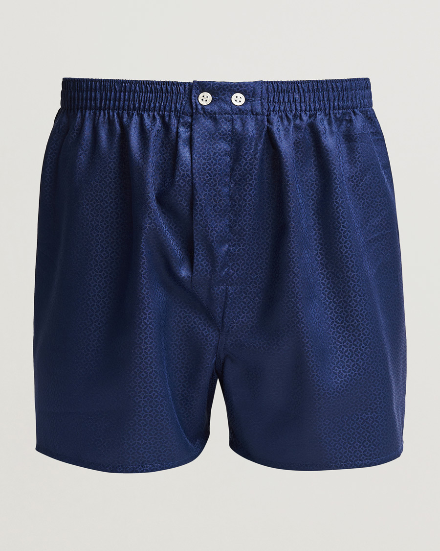Herre | Undertøj | Derek Rose | Classic Fit Woven Cotton Boxer Shorts Navy