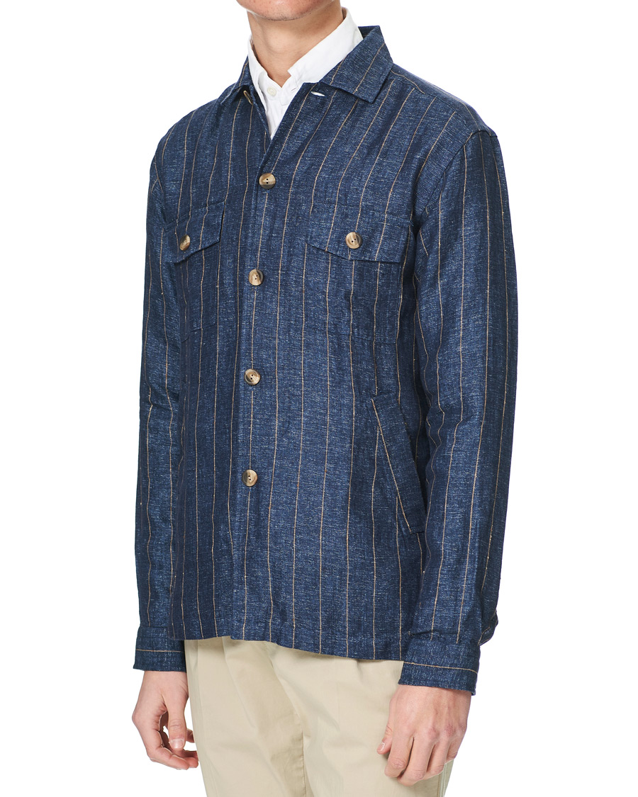 Herre | Skjorter | Eton | Linen Twill Overshirt Navy