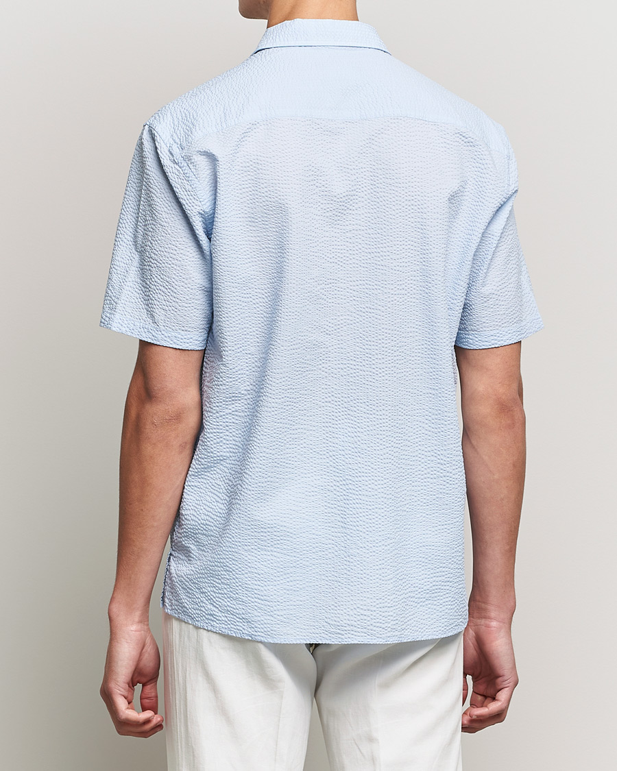 Herre | Skjorter | Eton | Seersucker Short Sleeve Shirt Light Blue