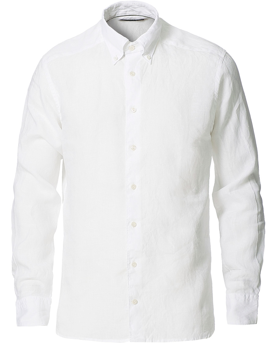 Herre | Skjorter | Eton | Slim Fit Button Down Linen Shirt White