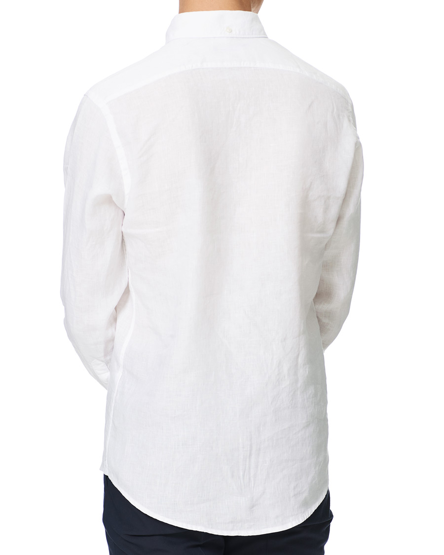 Herre | Skjorter | Eton | Slim Fit Button Down Linen Shirt White